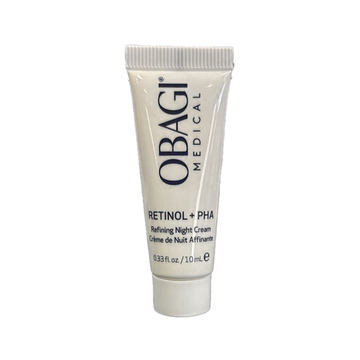 Obagi Retinol + PHA Refining Night Cream 10ml beige tube with grey cap