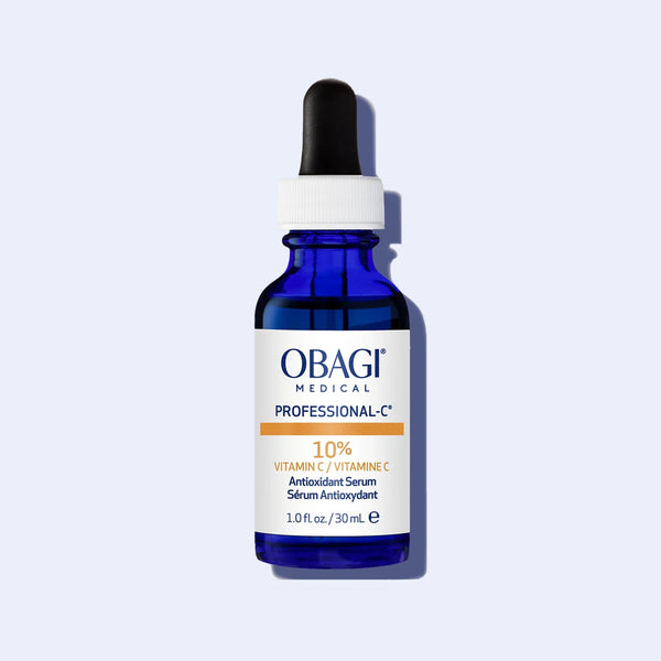 Obagi Professional C® Serum 10% L-Ascorbic Acid bottle with dropper, 30ml blue glass packaging